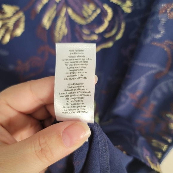 Lularoe Elegant Debbie Gold Metallic Floral Print Pencil Sheath Dress Blue Small - Picture 7 of 10